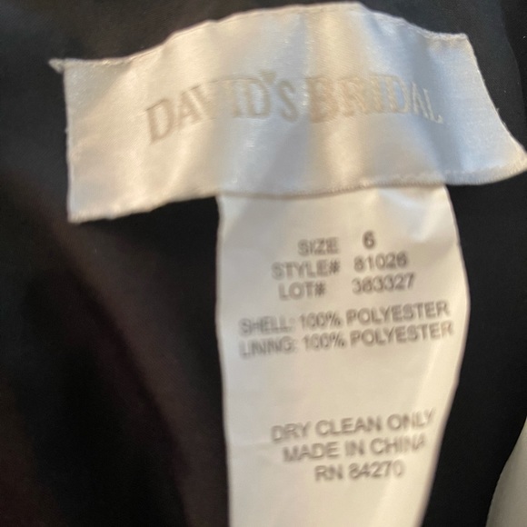 🔥ELEGANT🔥🚨David's Bridal🚨Black Satin Strapless Gown With Back Bustle Detail - Picture 10 of 10